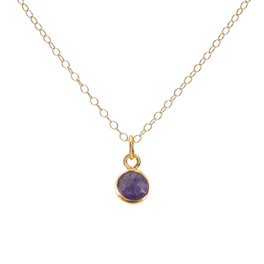 Gold Amethyst February Birthstone Necklace