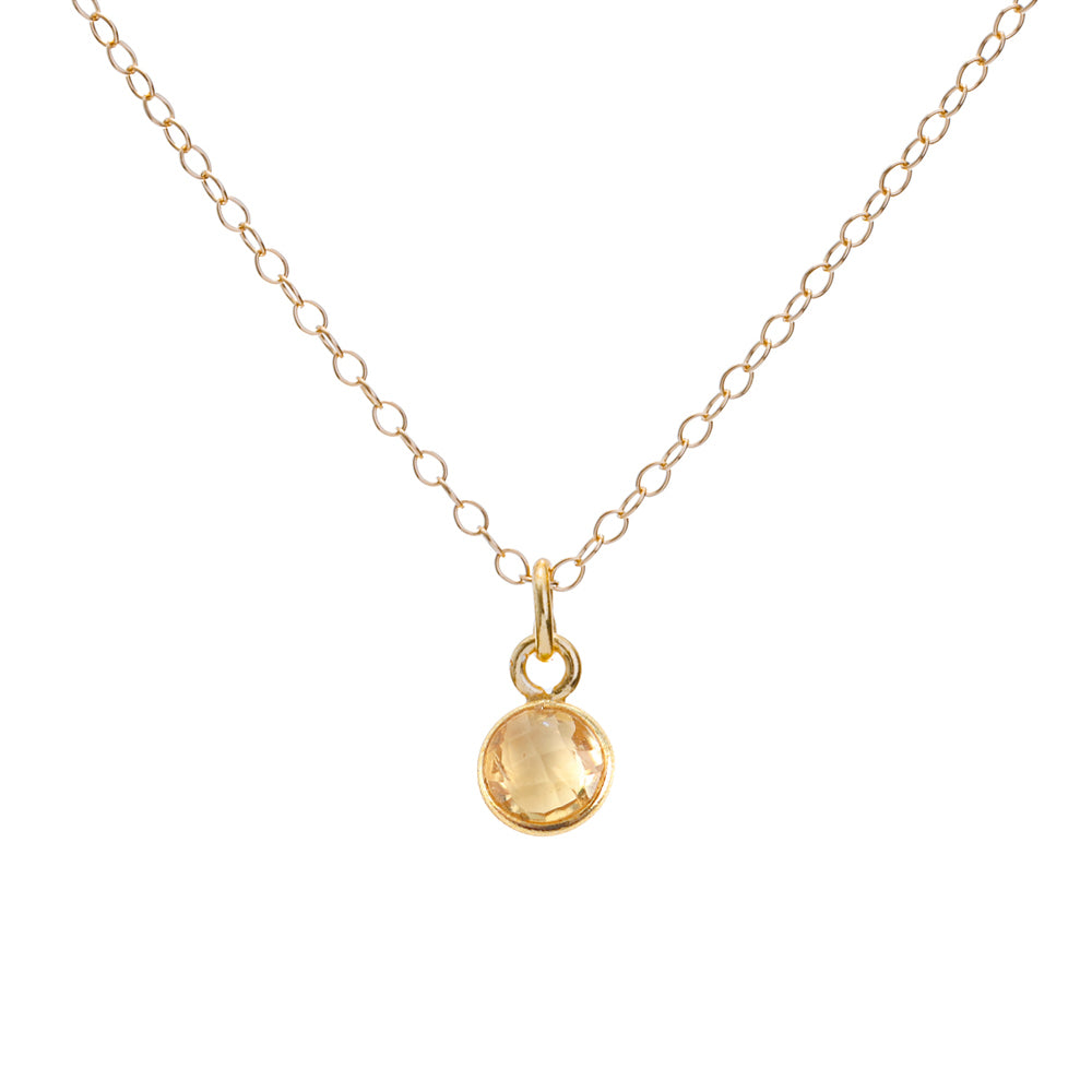 Gold Citrine November Birthstone Necklace