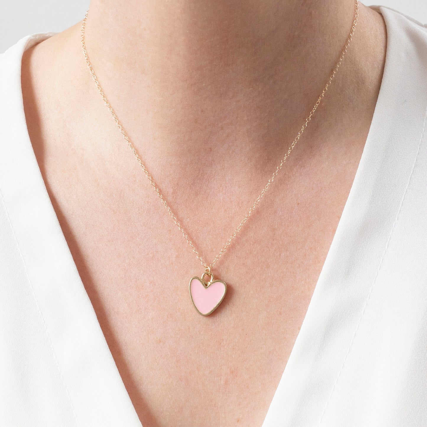 Gold Enamel Heart Necklace