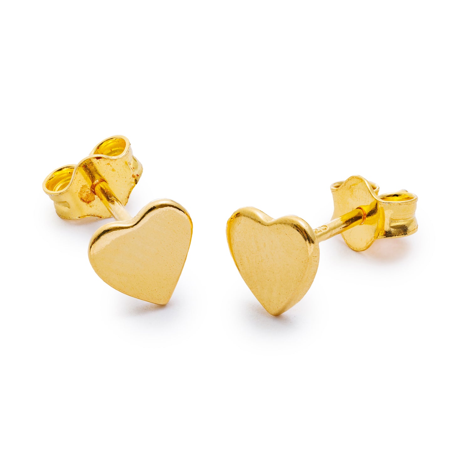 Gold Flat Heart Studs