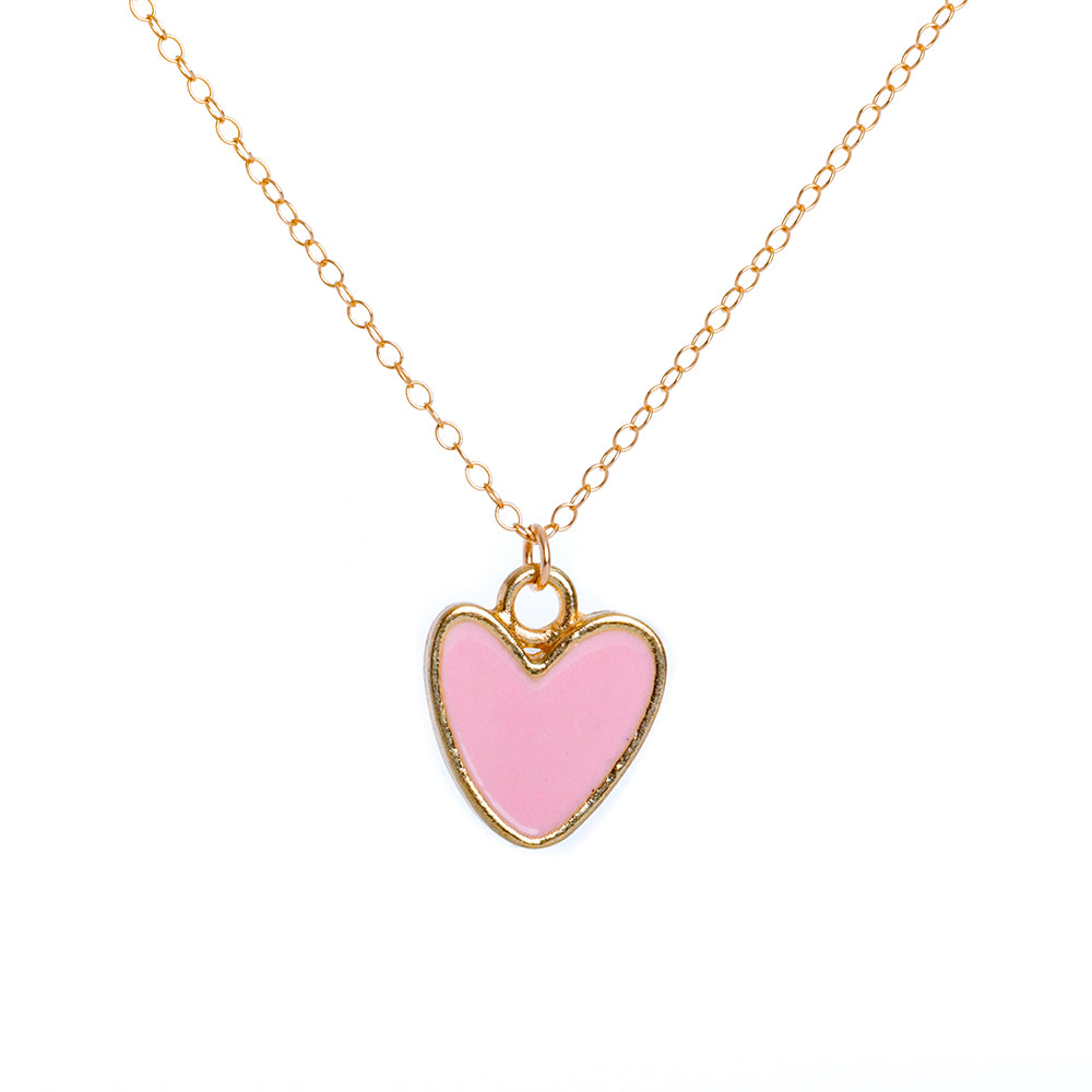 Gold Enamel Heart Necklace