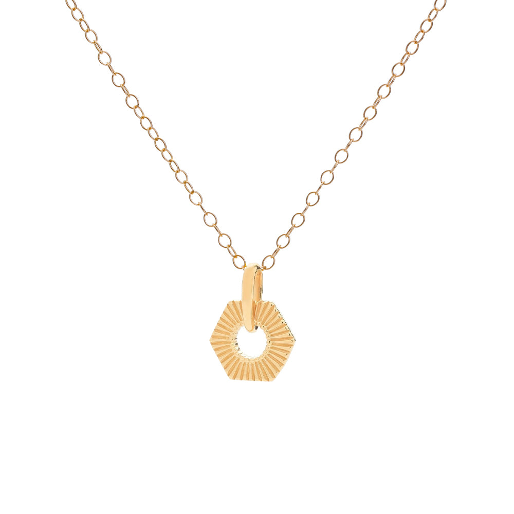 Gold Hexagon Rays Necklace