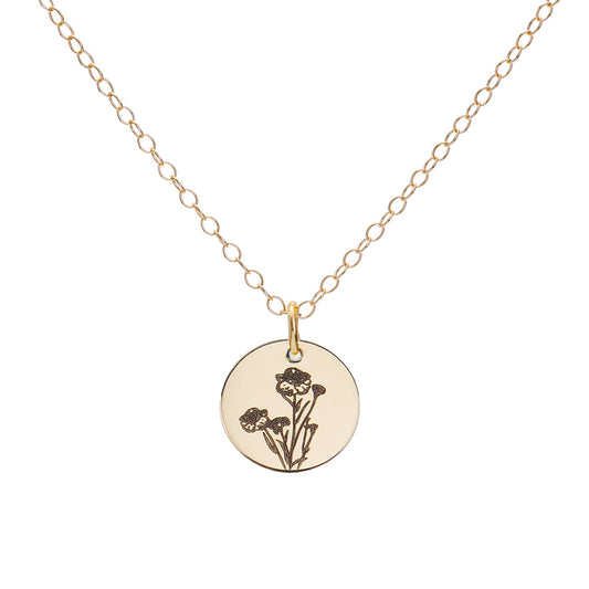 Gold Carnation January Birth Flower Necklace