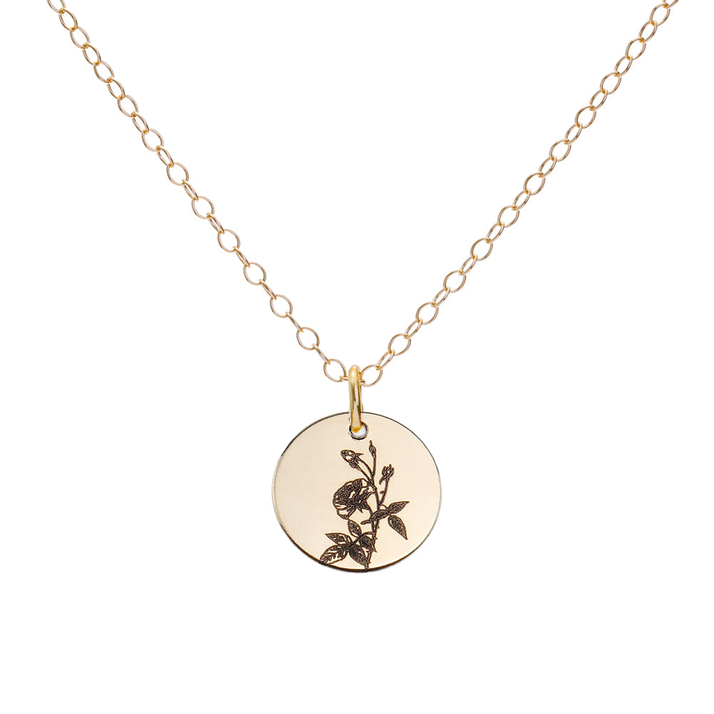 Gold Rose June Birth Flower Necklace
