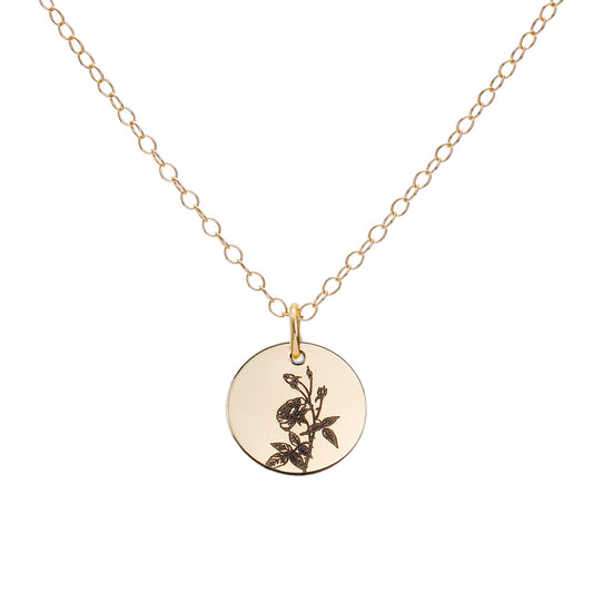 Gold Rose June Birth Flower Necklace