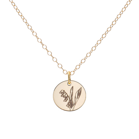 Gold Lily May Birth Flower Necklace