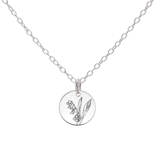 Silver Lily May Birth Flower Necklace