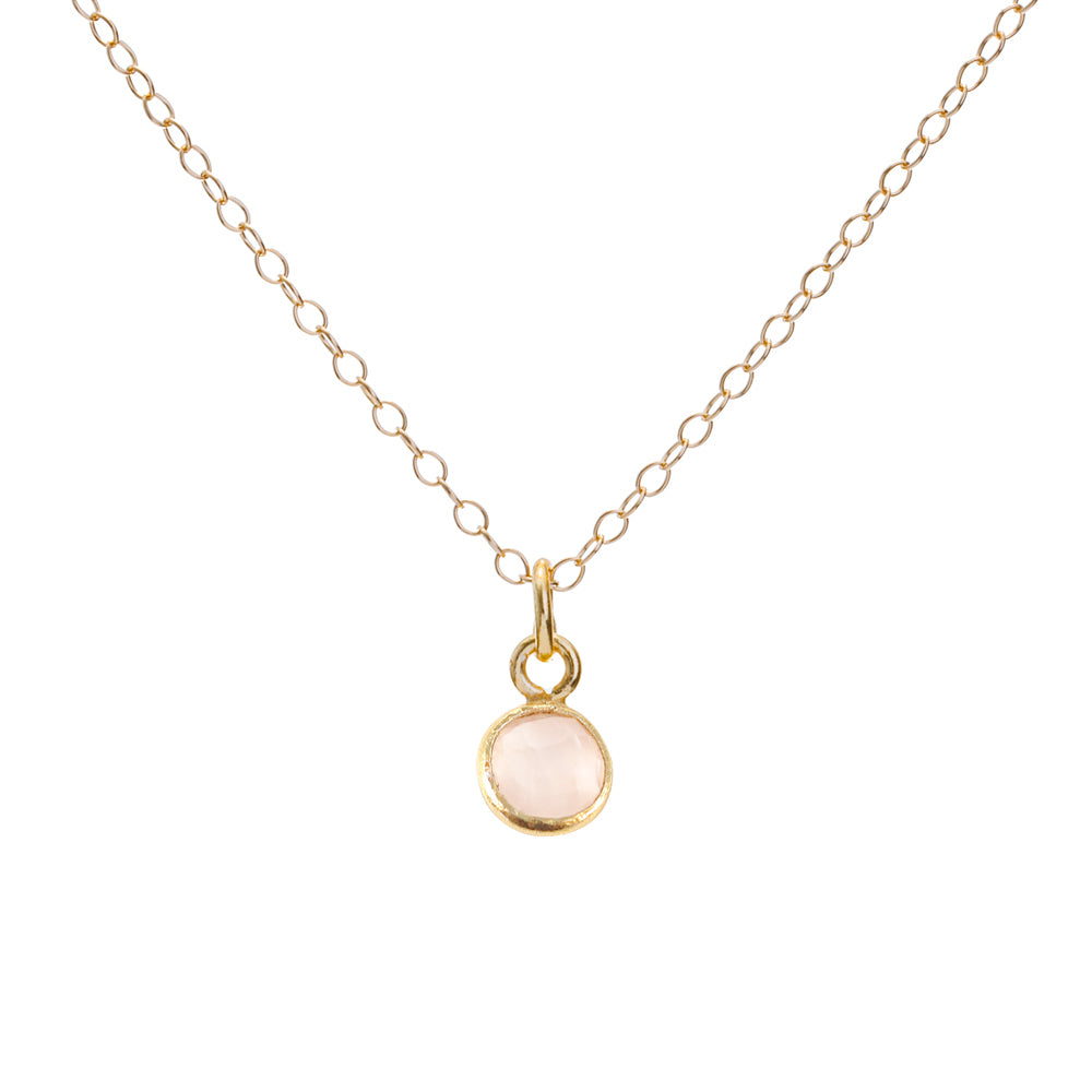 Gold Rose Quartz October Birthstone Necklace