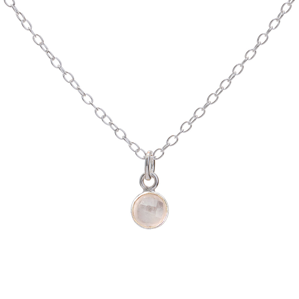 Silver Rose Quartz October Birthstone Necklace