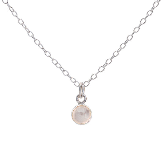 Silver Rose Quartz October Birthstone Necklace
