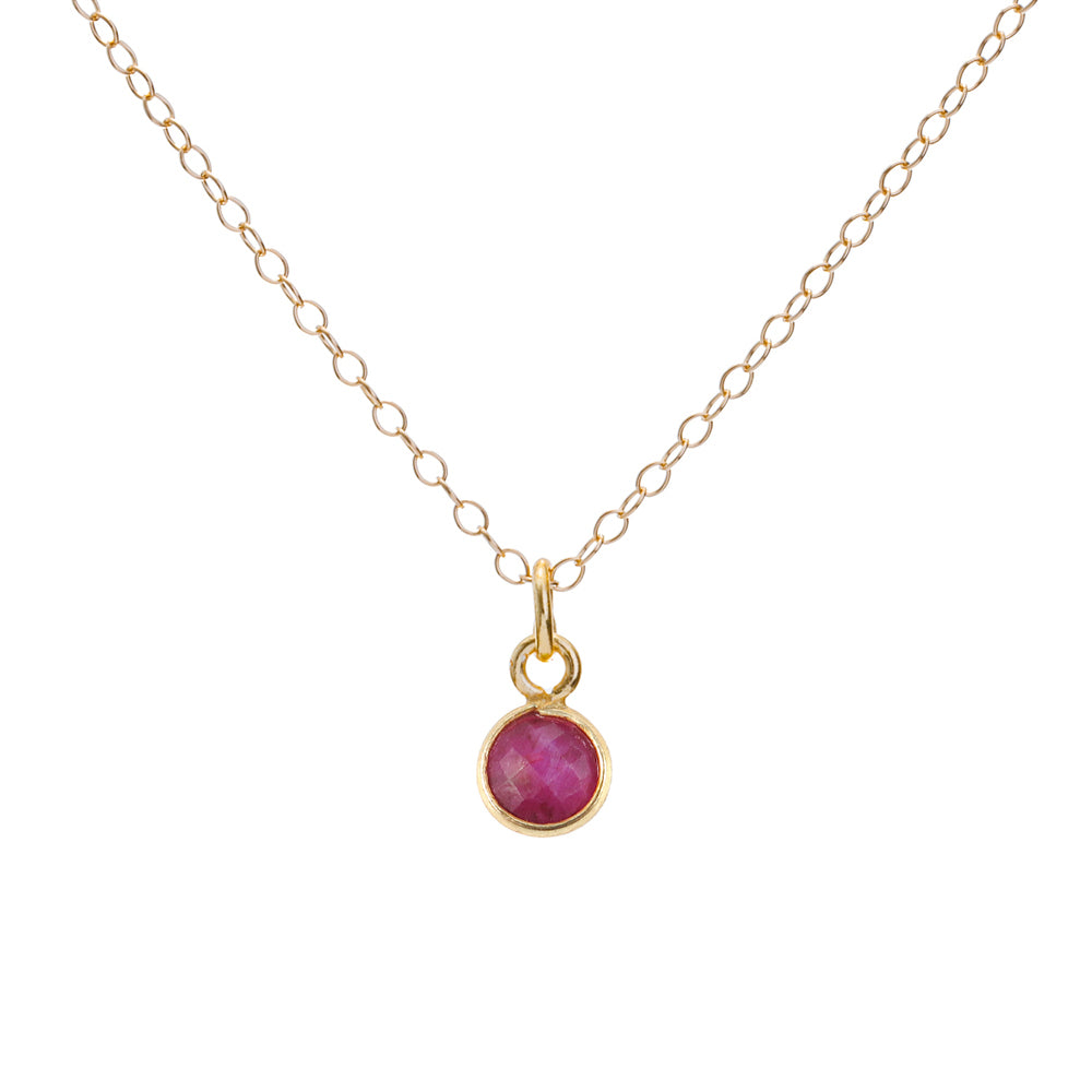 Gold Ruby July Birthstone Necklace