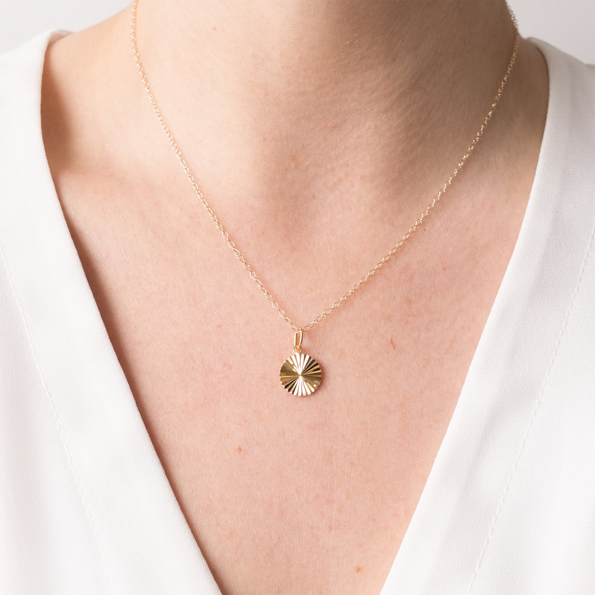 Gold Diamond Cut Sunburst Necklace