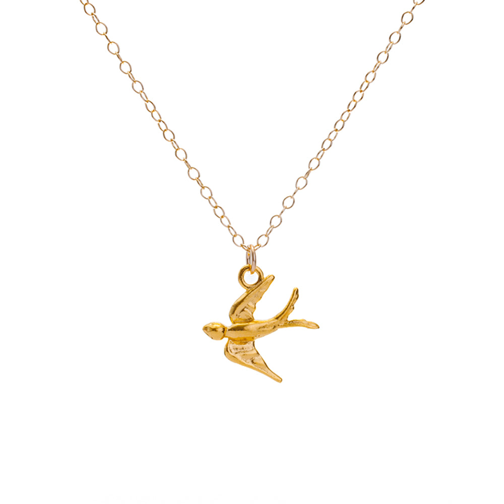 Gold Swallow Charm Necklace