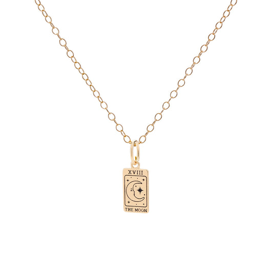 Gold Tarot Card Moon Charm Necklace
