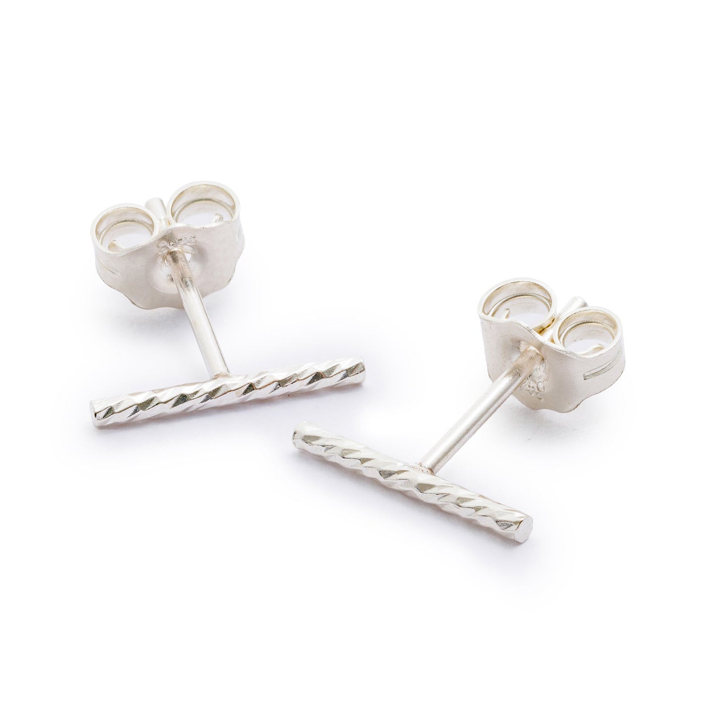 Silver Textured Bar Studs