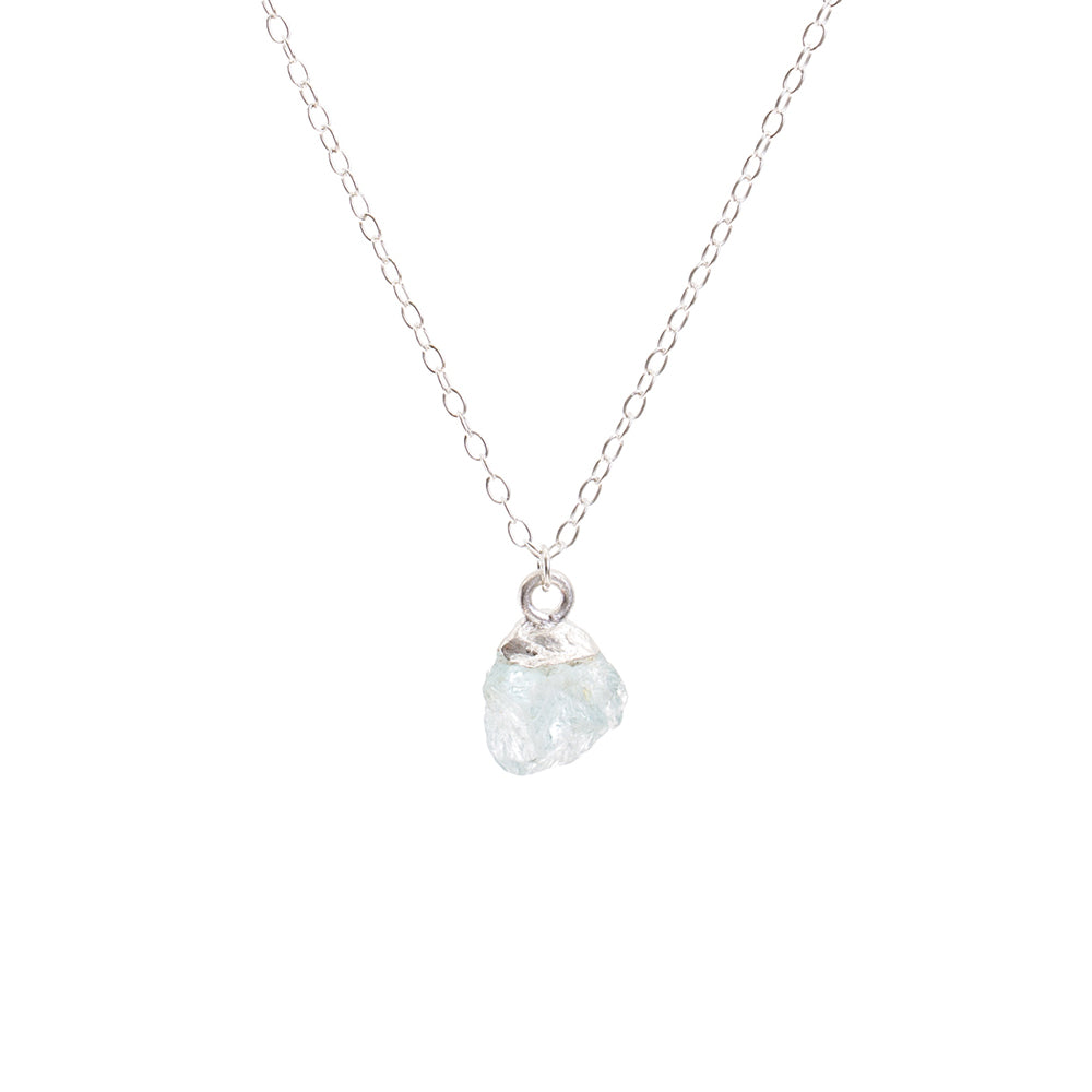 Silver Aquamarine Raw Crystal Necklace