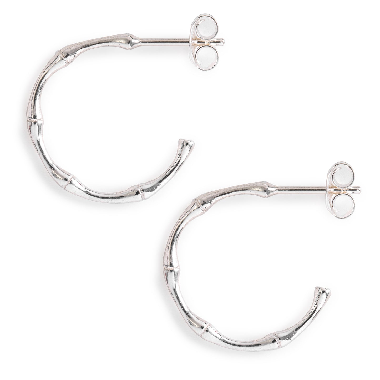 Minimal Silver Bamboo Hoop Earrings