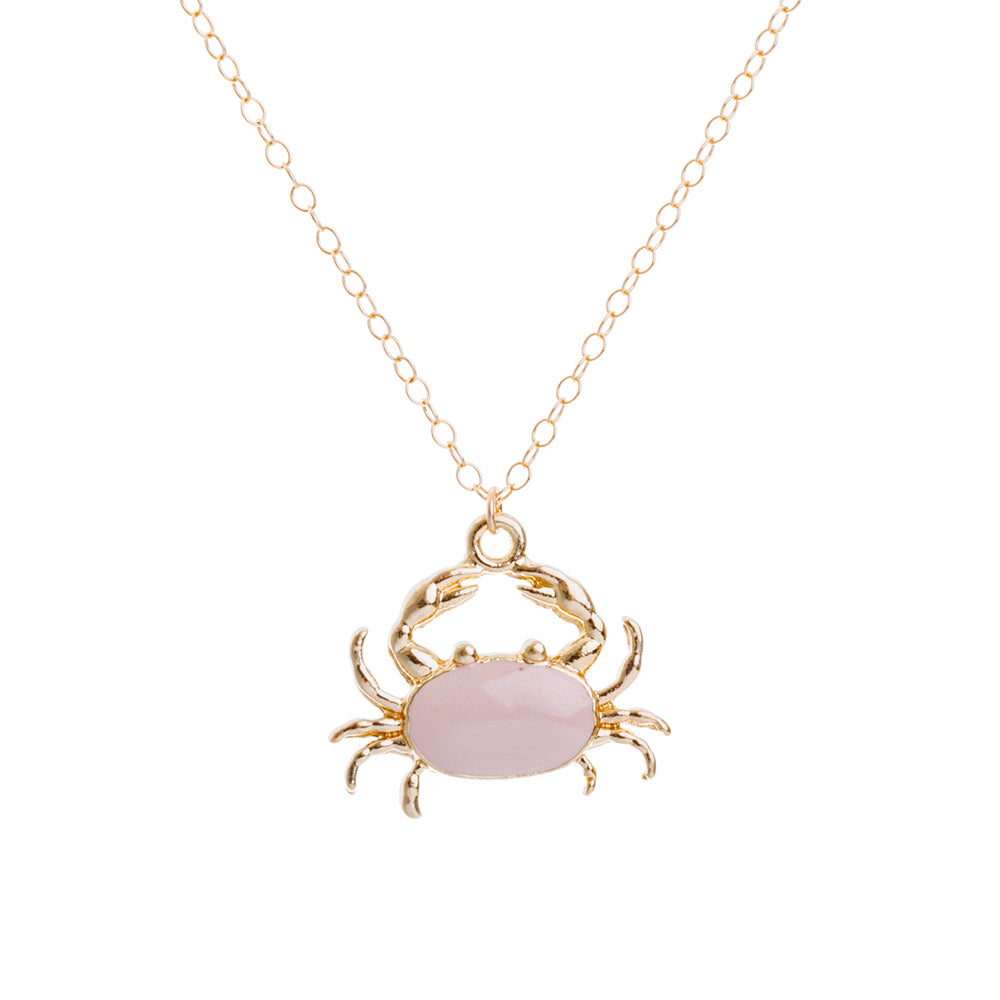 Gold Enamel Crab Necklace