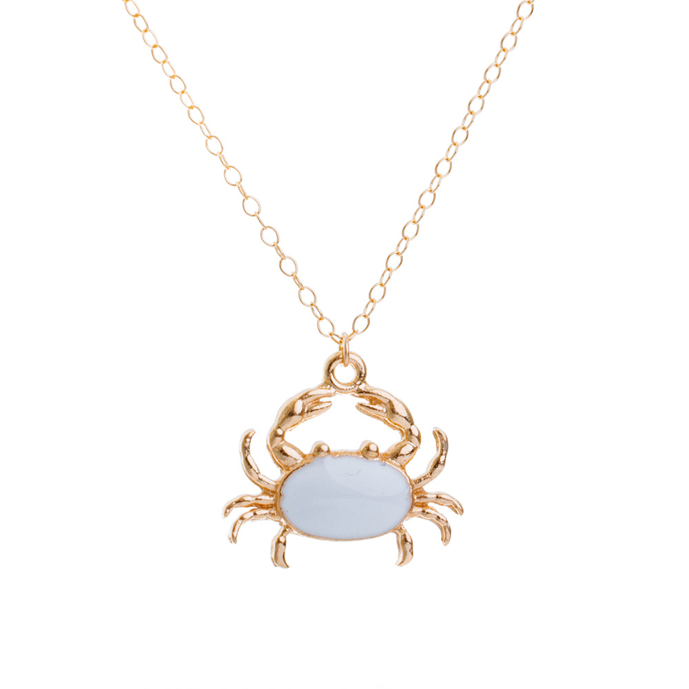 Gold Enamel Crab Necklace