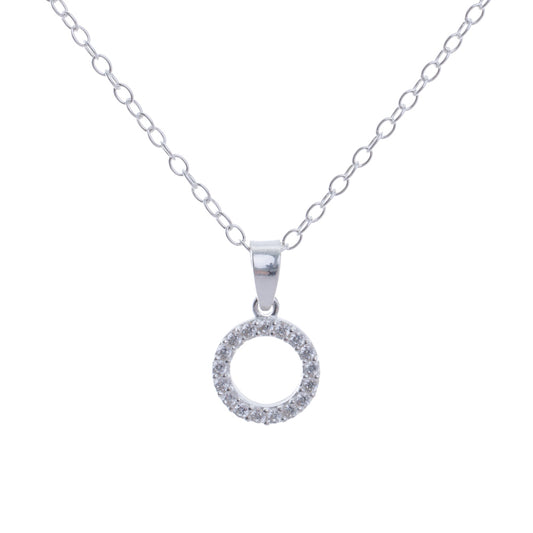 Silver Diamond Circle Necklace