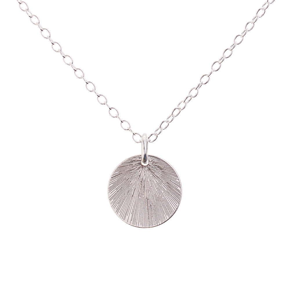 Silver Etched Medallion Necklace