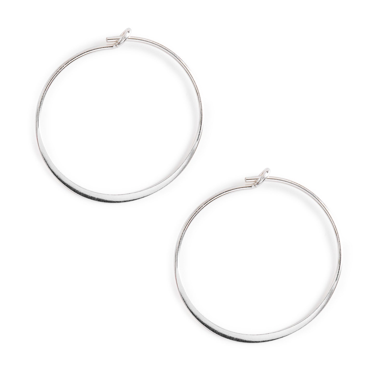 Minimal Silver Flat Hoop Earrings