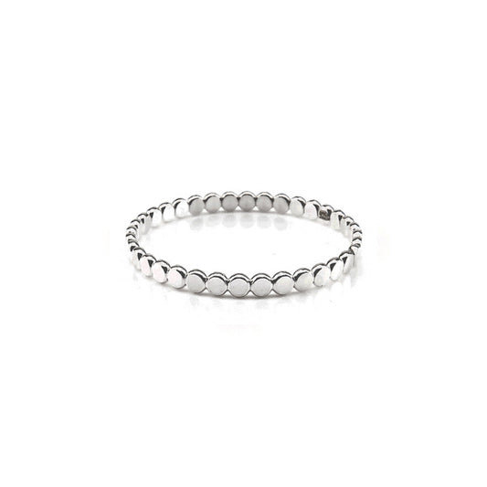 Minimal Hammered Flat Beaded Stacking Ring Handmade Birmingham UK
