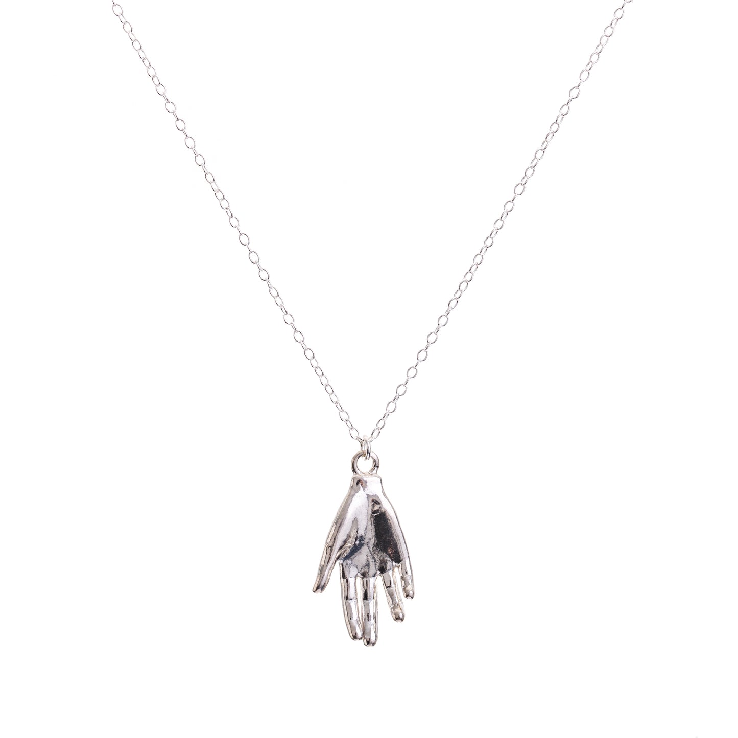 Minimal Silver Protective Hand Necklace