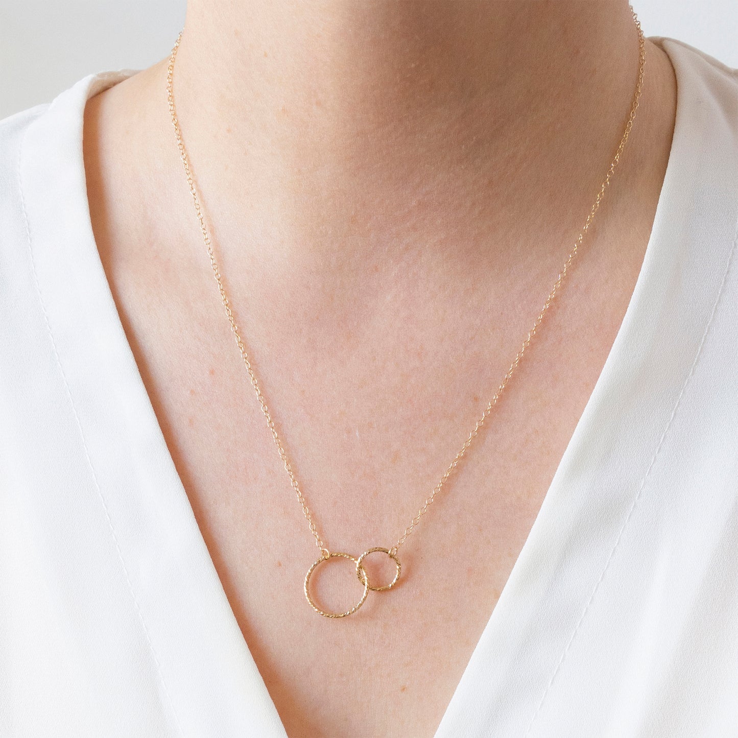 Gold Textured Infinity Circles Necklace