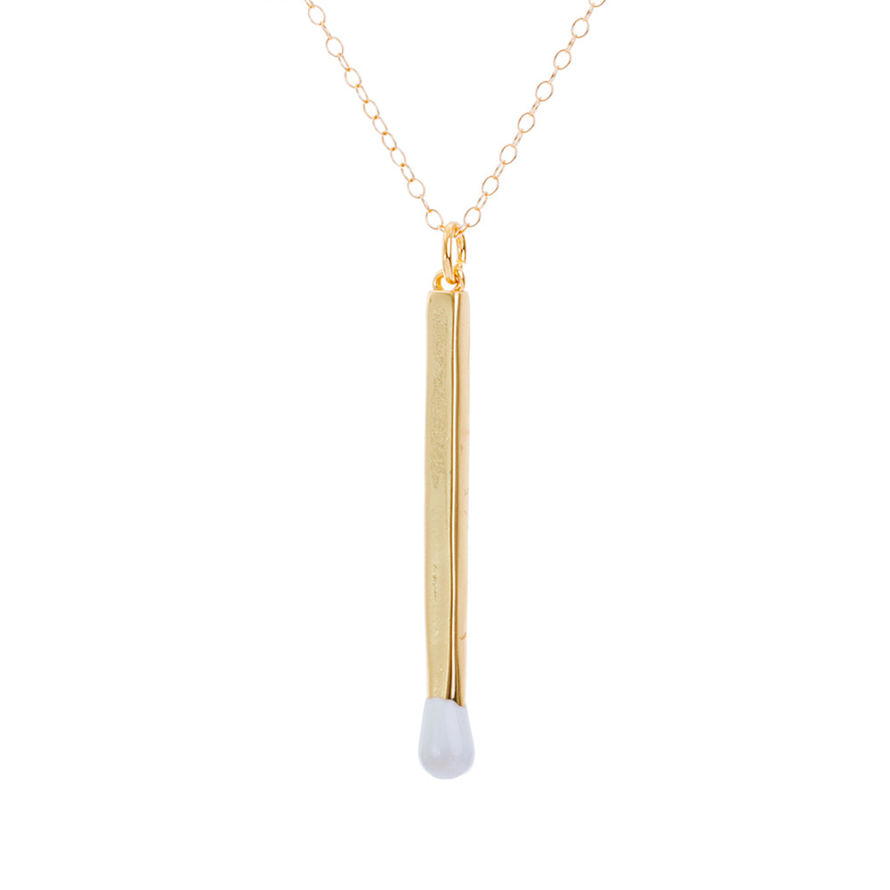 Gold Enamel Matchstick Necklace