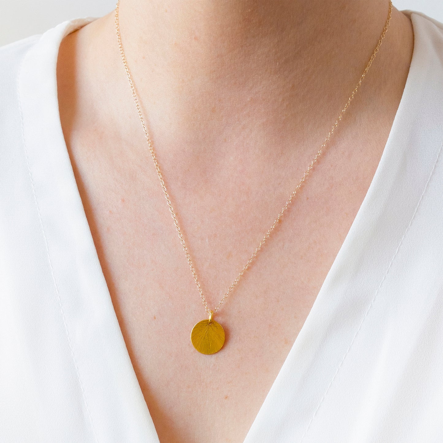 Gold Etched Medallion Necklace