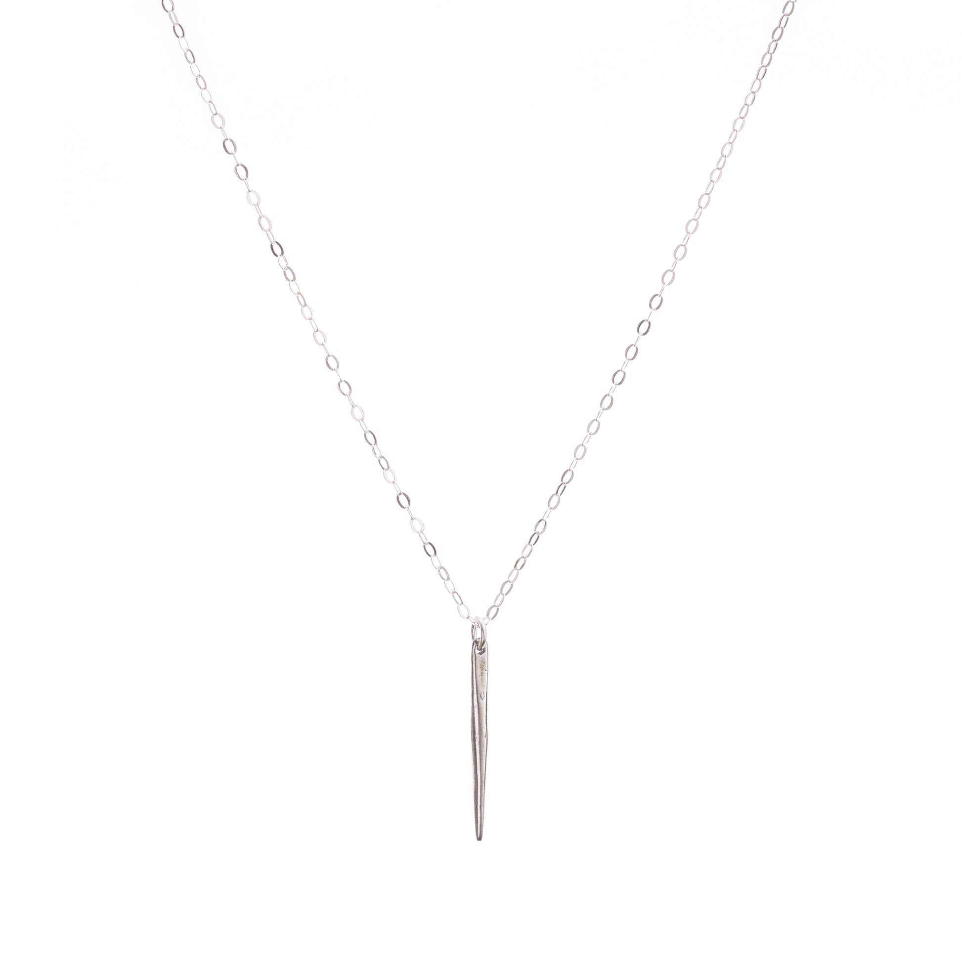 Minimal Silver Needle Spike Necklace