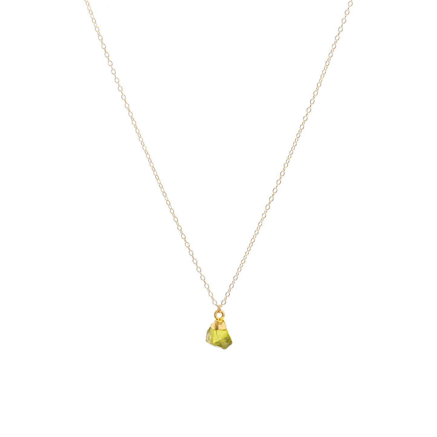 Gold Peridot Raw Crystal Necklace