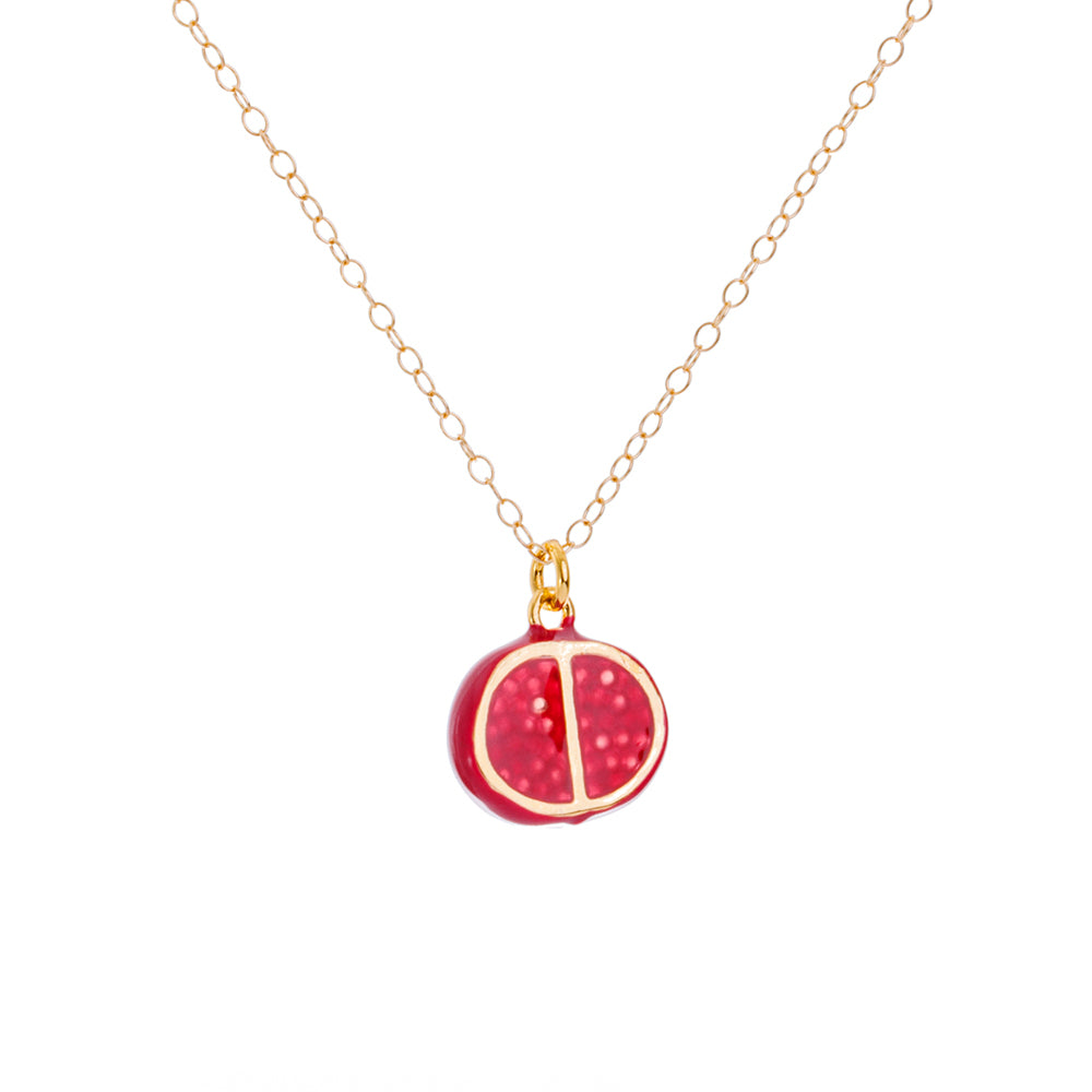 Gold Enamel Pomegranate Fruit Necklace
