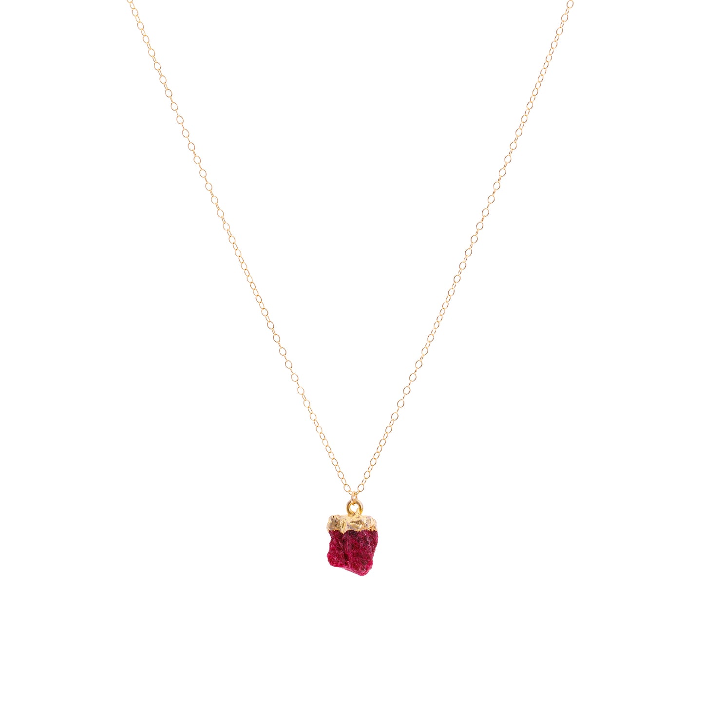 Gold Ruby Raw Crystal Necklace