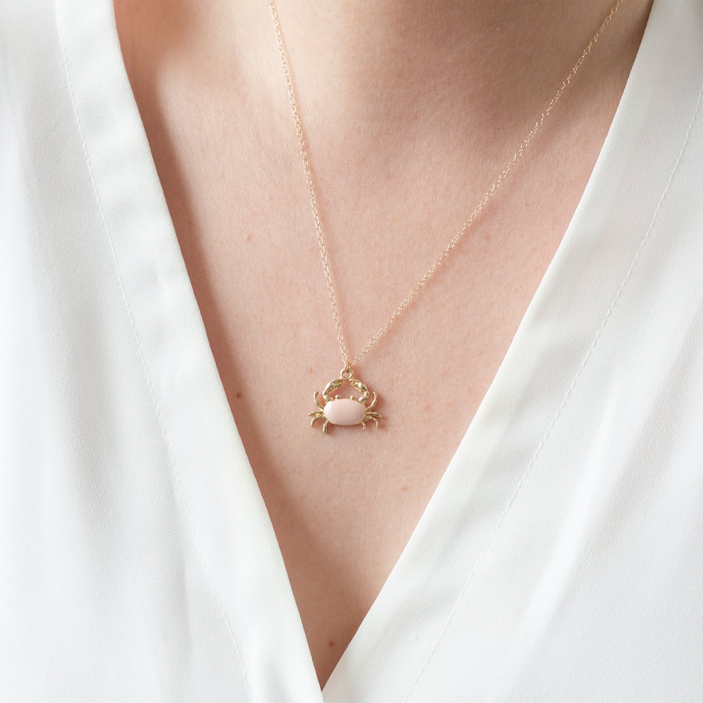 Gold Enamel Crab Necklace