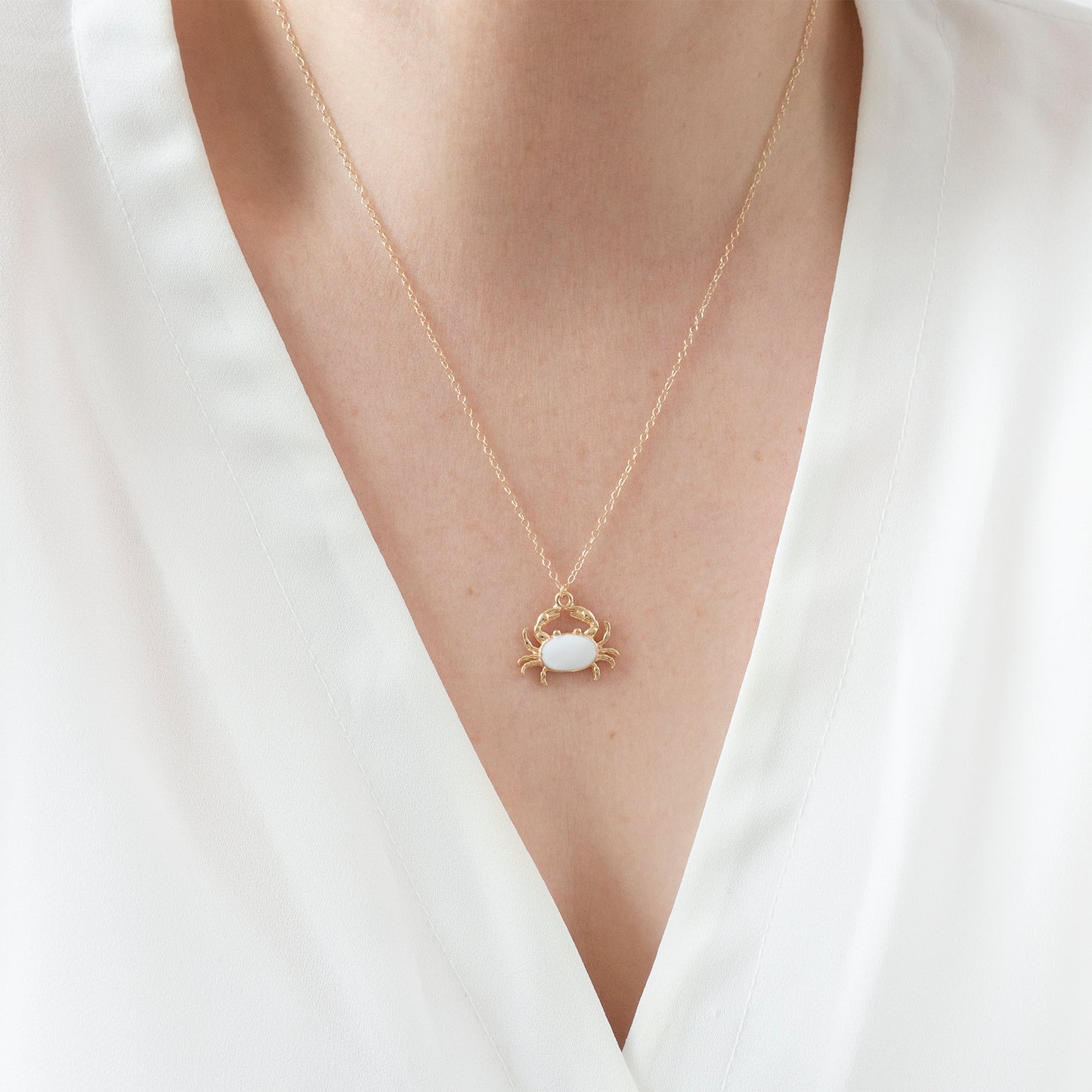 Gold Enamel Crab Necklace