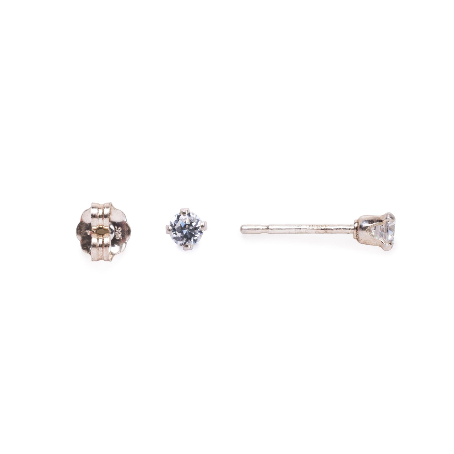 Minimal Silver CZ Diamond Studs