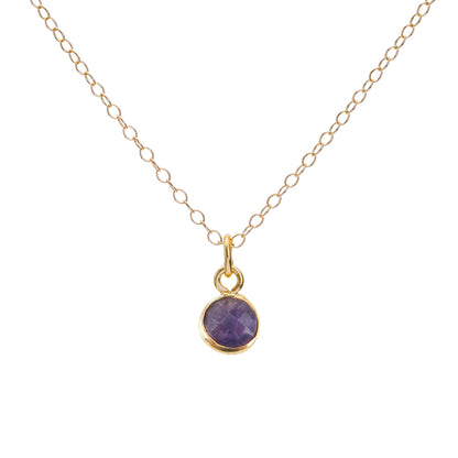 Gold Amethyst February Birthstone Necklace