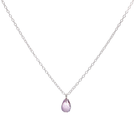 Silver Amethyst Teardrop Necklace