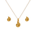 Matching Gold Ammonite Fossil Necklace & Earrings