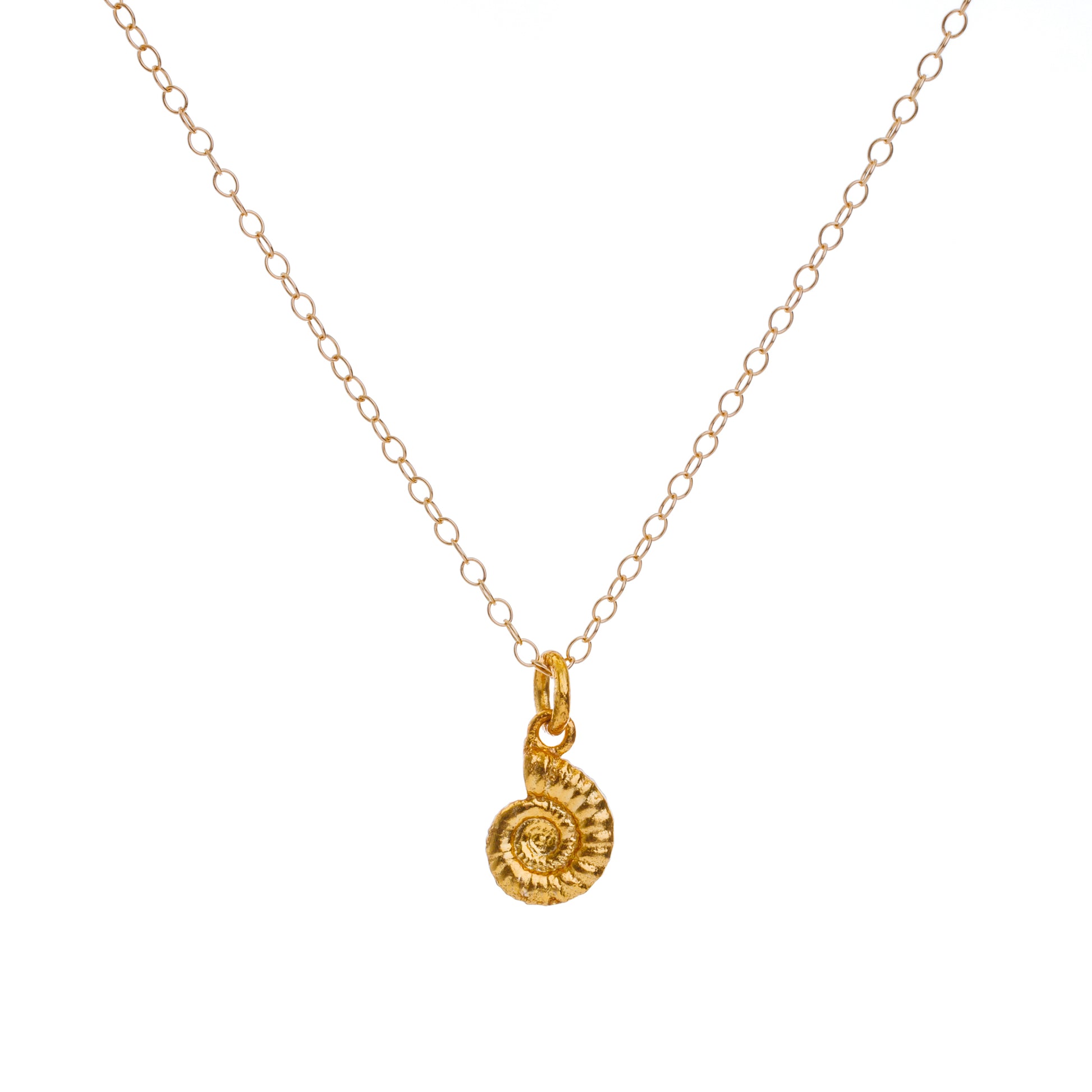 Gold Ammonite Fossil Necklace