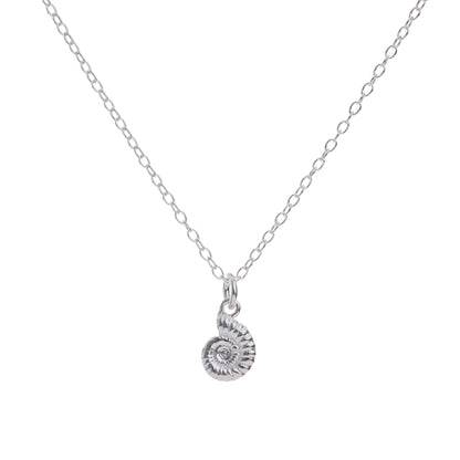 Silver Ammonite Fossil Necklace
