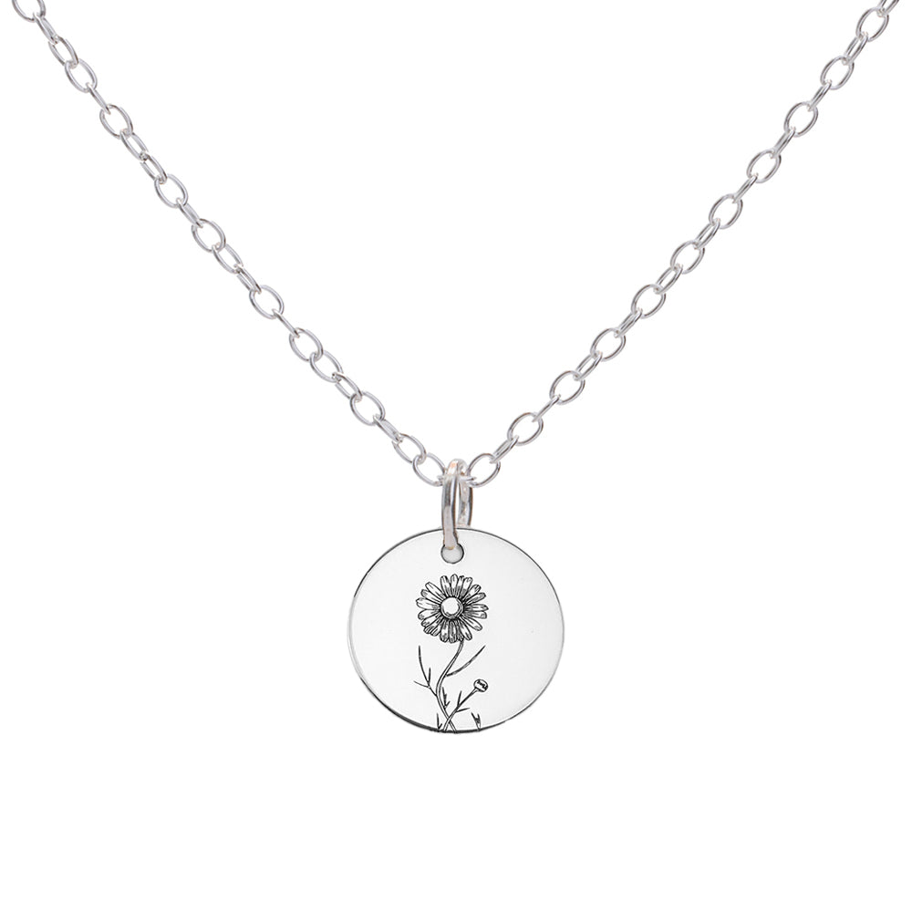 Silver Daisy April Birth Flower Necklace