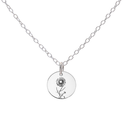 Silver Daisy April Birth Flower Necklace