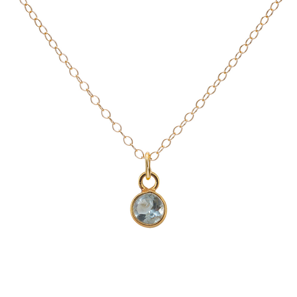 Gold Aquamarine March Birthstone Necklace