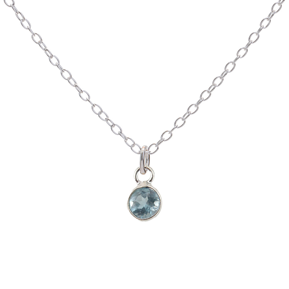 Silver Aquamarine March Birthstone Necklace