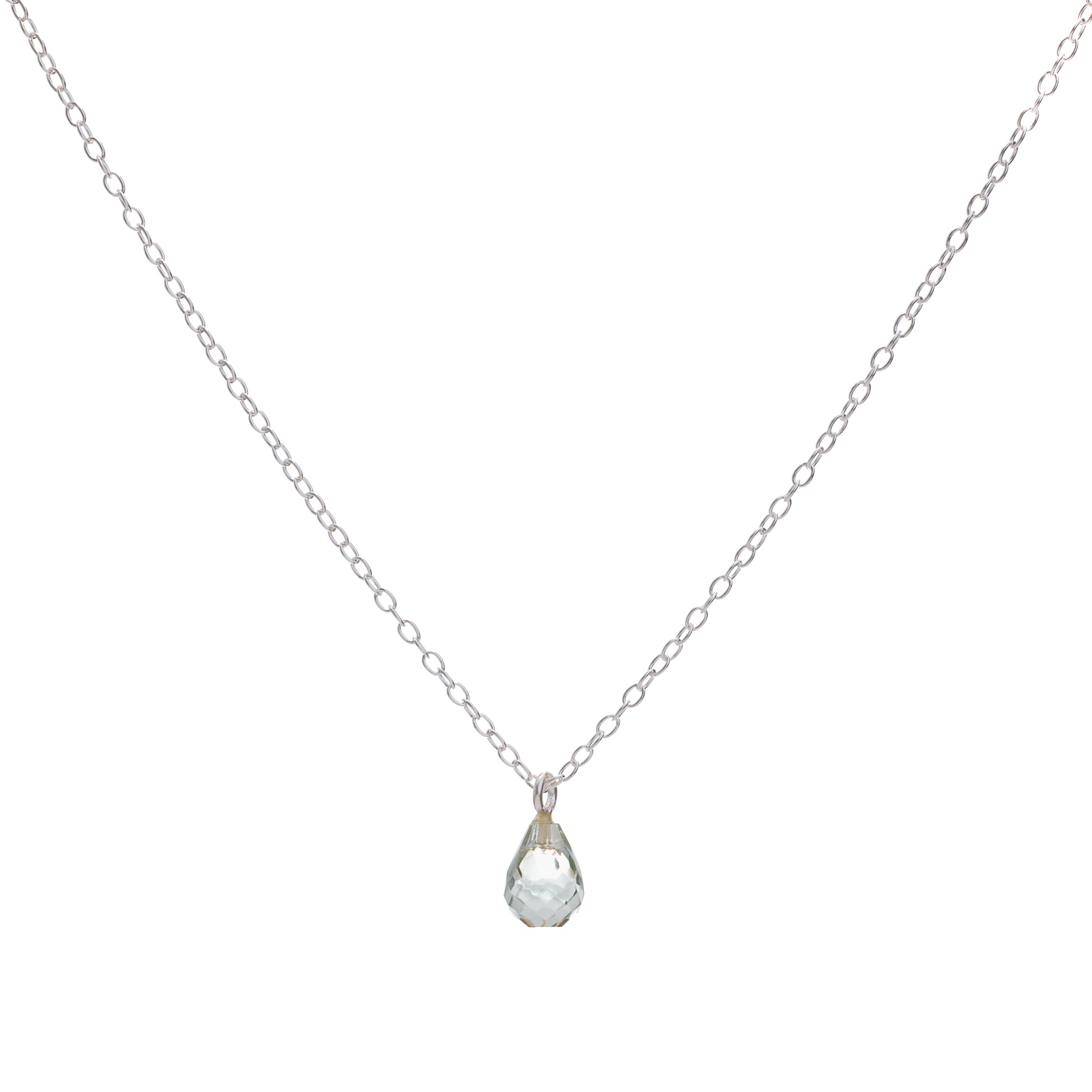Silver Aquamarine Teardrop Necklace