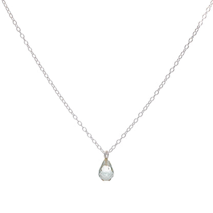 Silver Aquamarine Teardrop Necklace