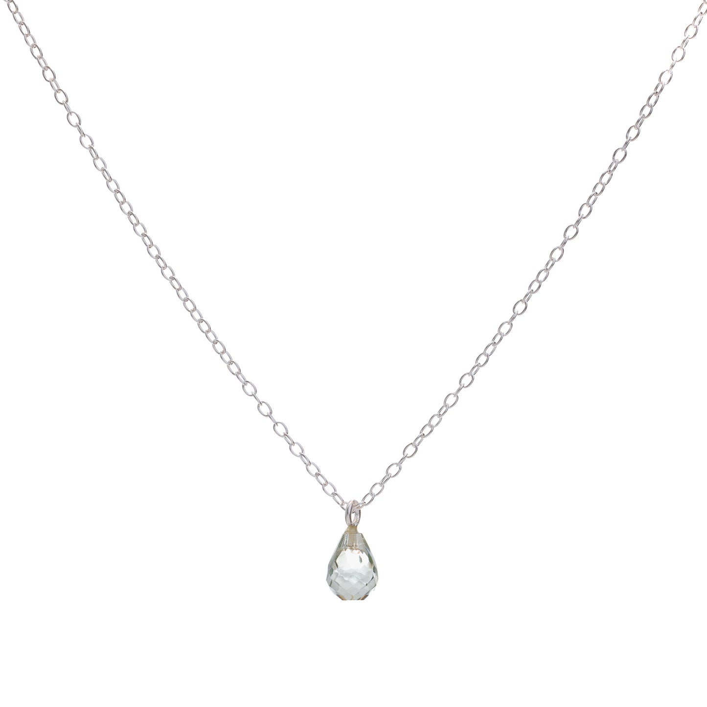 Silver Aquamarine Teardrop Necklace